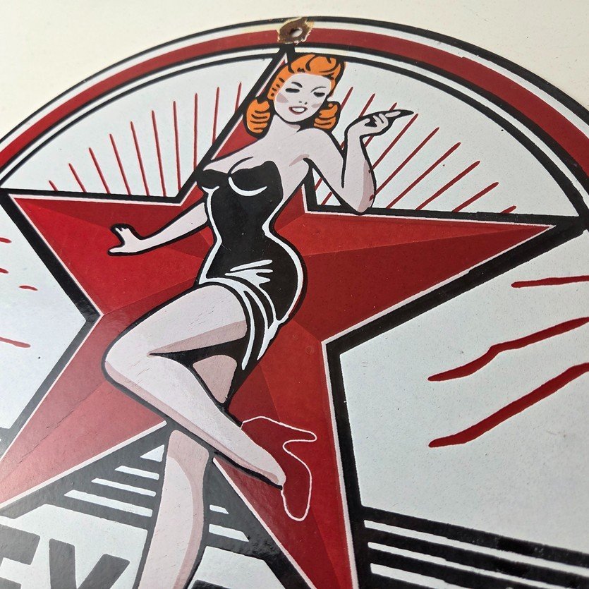 Vintage Texaco Gasoline Sign - Gas Service Station Pump Porcelain Sign - Image 12
