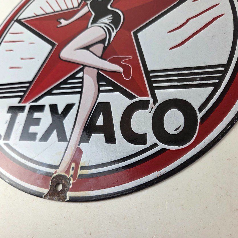 Vintage Texaco Gasoline Sign - Gas Service Station Pump Porcelain Sign - Image 14