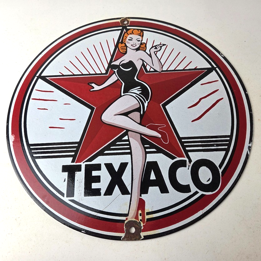 Vintage Texaco Gasoline Sign - Gas Service Station Pump Porcelain Sign - Image 15