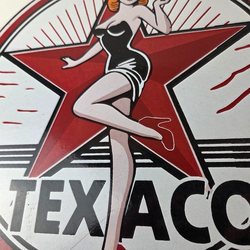 Vintage Texaco Gasoline Sign - Gas Service Station Pump Porcelain Sign - Image 4