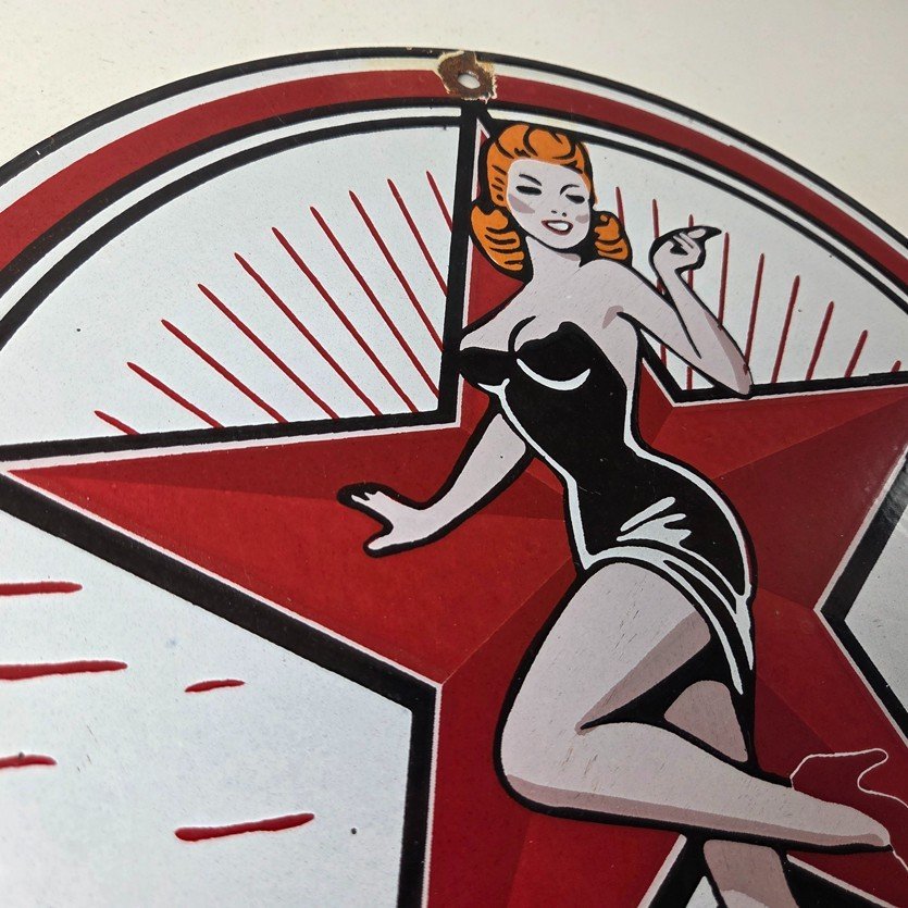 Vintage Texaco Gasoline Sign - Gas Service Station Pump Porcelain Sign - Image 5
