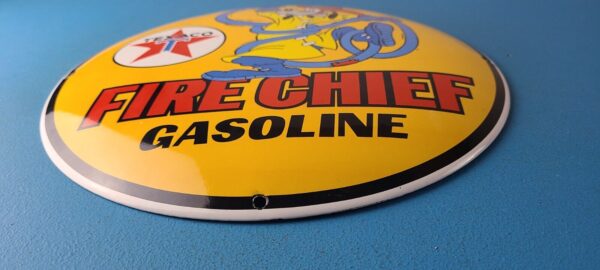 Vintage Texaco Gasoline Sign Porcelain Disney Goofy Fire Chief Gas Pump Sign 305750133101 10