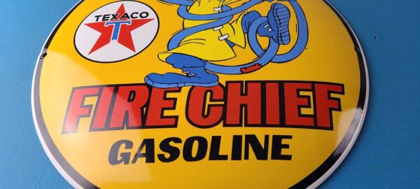 Vintage Texaco Gasoline Sign Porcelain Disney Goofy Fire Chief Gas Pump Sign 305750133101 11