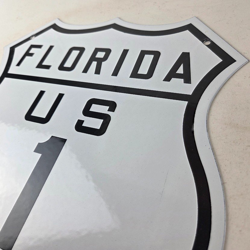 Vintage US Florida 1 Sign - Porcelain Highway State Road Marker Gas Oil Sign - Image 12