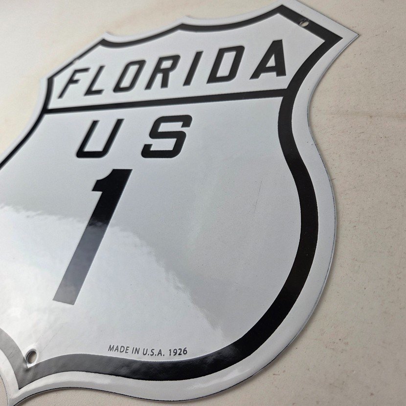 Vintage US Florida 1 Sign - Porcelain Highway State Road Marker Gas Oil Sign - Image 13