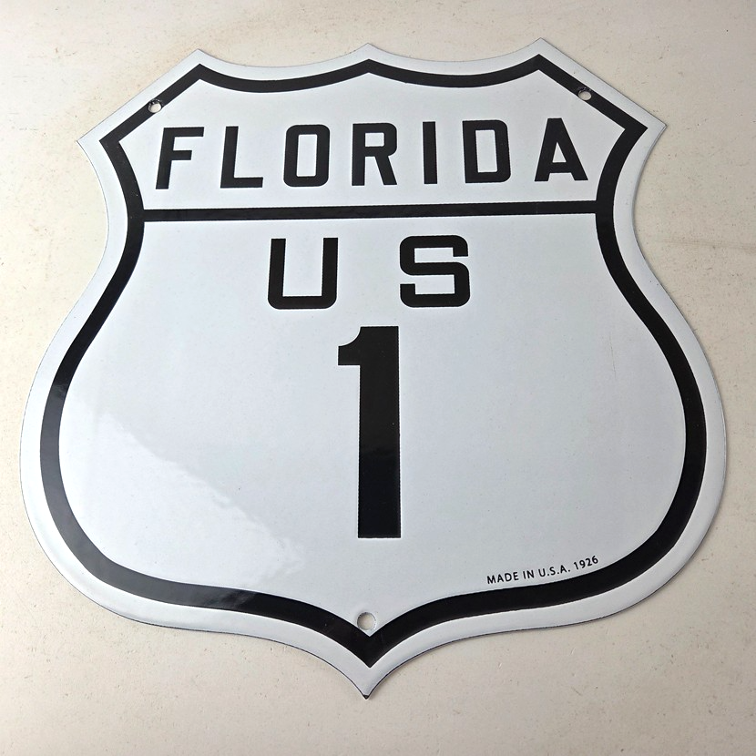 Vintage US Florida 1 Sign - Porcelain Highway State Road Marker Gas Oil Sign - Image 15