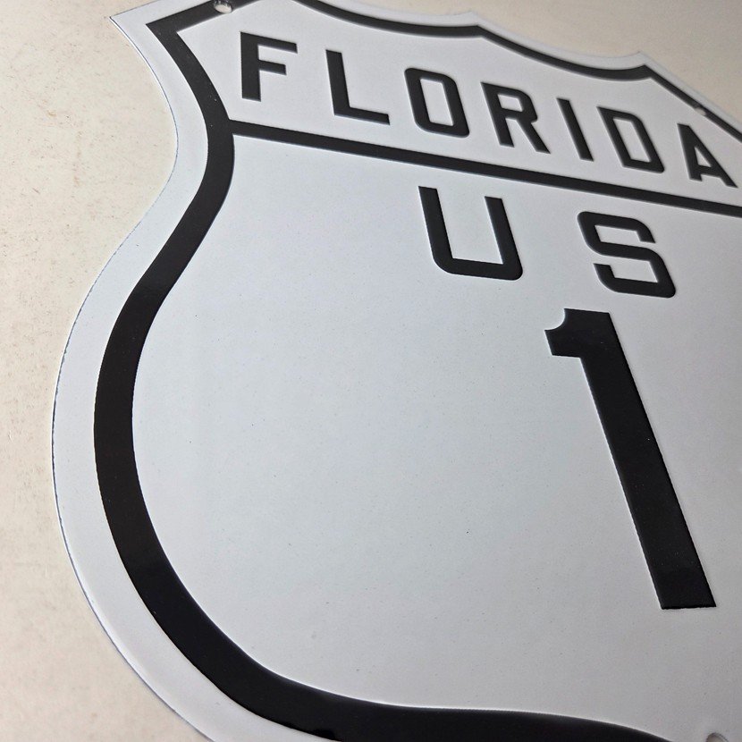 Vintage US Florida 1 Sign - Porcelain Highway State Road Marker Gas Oil Sign - Image 6