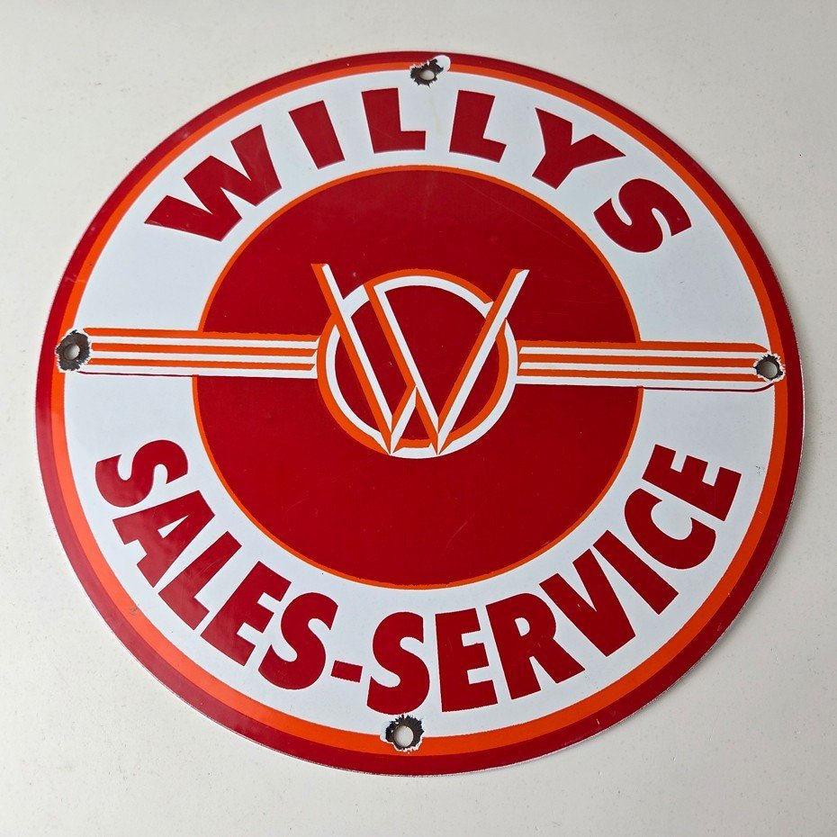 Vintage Willys Jeep Vehicles Sign - Army Gas Pump Porcelain Sign - Image 15
