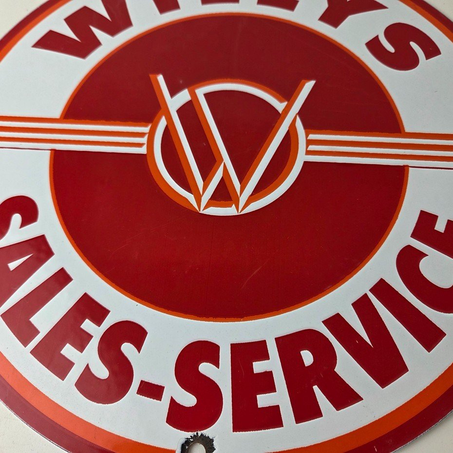 Vintage Willys Jeep Vehicles Sign - Army Gas Pump Porcelain Sign - Image 4