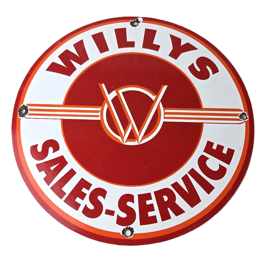 Vintage Willys Jeep Vehicles Sign - Army Gas Pump Porcelain Sign