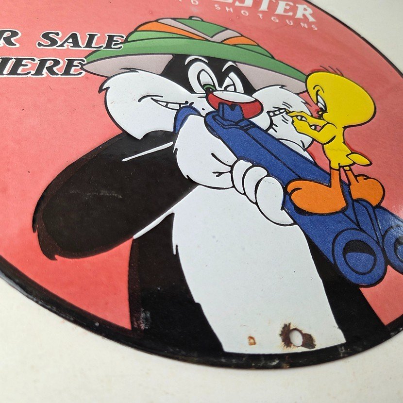 Vintage Winchester Porcelain Sign - Shot Gun Firearms Gas Service Pump Sign - Image 11