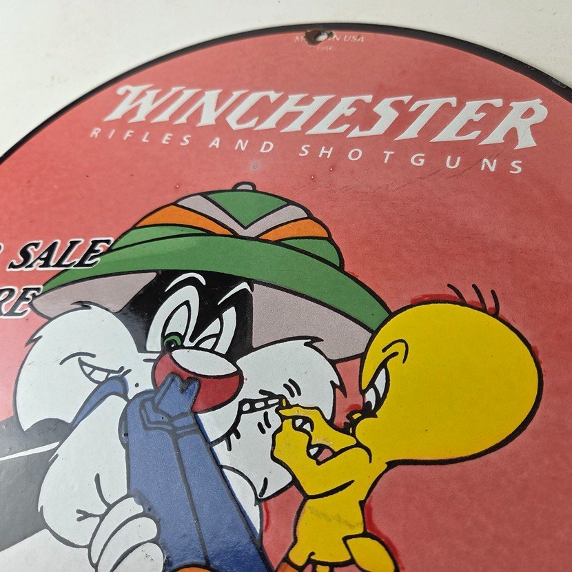 Vintage Winchester Porcelain Sign - Shot Gun Firearms Gas Service Pump Sign - Image 12