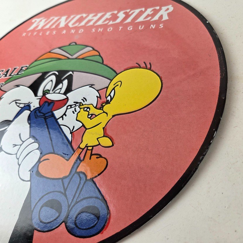 Vintage Winchester Porcelain Sign - Shot Gun Firearms Gas Service Pump Sign - Image 13