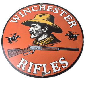 Vintage Winchester Rifles Sign - Hunting Ad Gas Pump Porcelain Sign