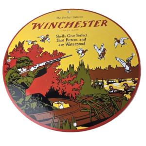 Vintage Winchester Sign - Hunting Firearms Shot Gun Gas Oil Pump Porcelain Sign