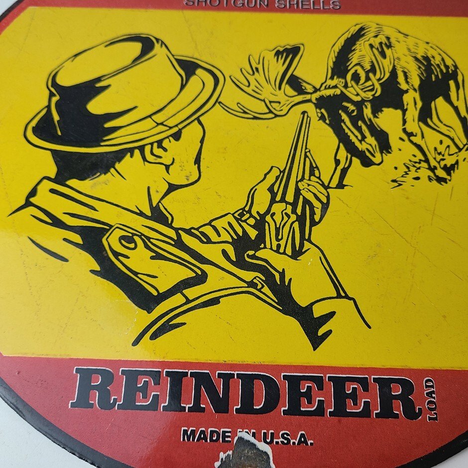 Vintage Winchester Sign - Reindeer Rifles & Shotguns Gas Pump Porcelain Sign - Image 4
