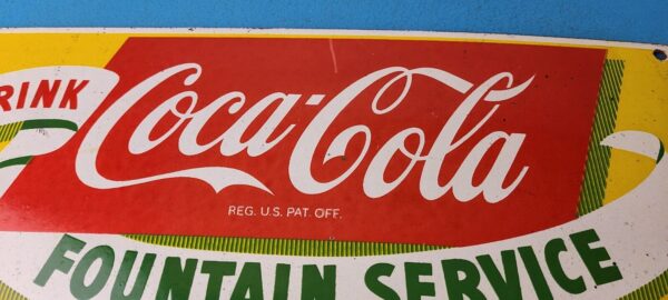 Coca Cola Porcelain Sign Vintage Fountain Service Beverage Bottle Gas Pump Sign 305826129402 12