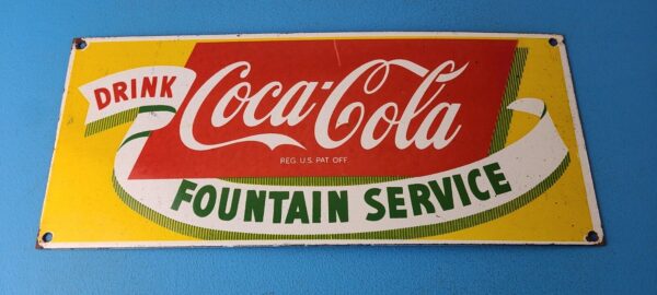 Coca Cola Porcelain Sign Vintage Fountain Service Beverage Bottle Gas Pump Sign 305826129402