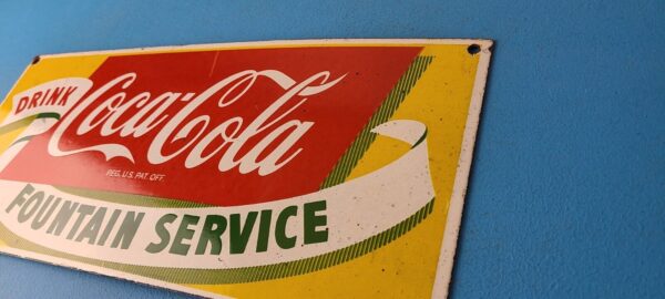 Coca Cola Porcelain Sign Vintage Fountain Service Beverage Bottle Gas Pump Sign 305826129402 7