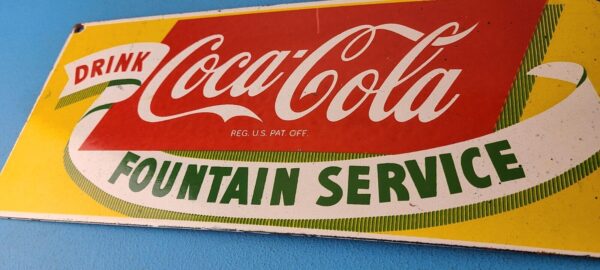 Coca Cola Porcelain Sign Vintage Fountain Service Beverage Bottle Gas Pump Sign 305826129402 9