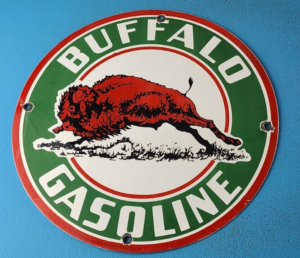 VINTAGE BUFFALO GASOLINE PORCELAIN GAS MOTOR OIL SERVICE STATION PUMP PLATE SIGN 305859066842