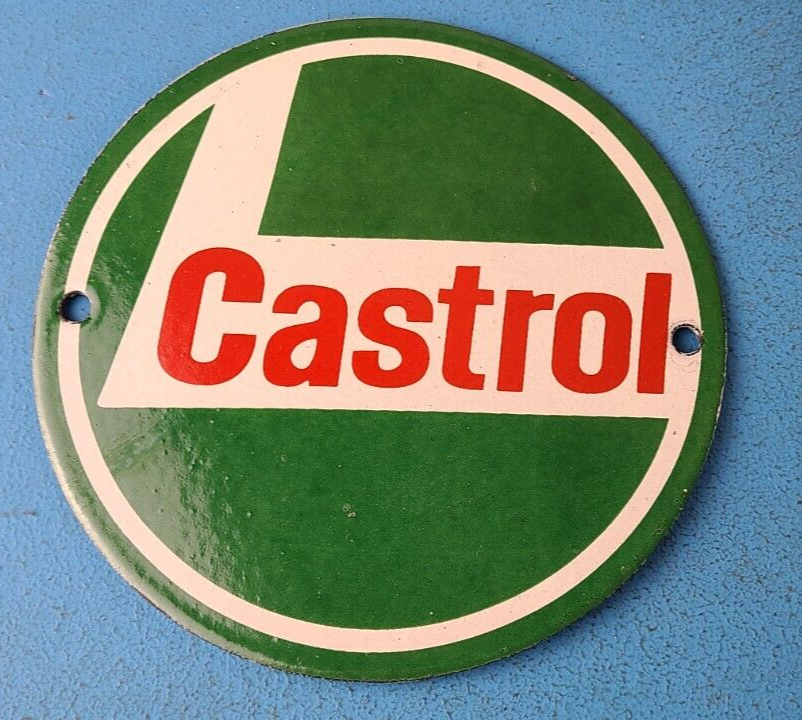 VINTAGE CASTROL MOTOR OIL PORCELAIN 6 GAS AUTO SERVICE STATION PUMP SIGN 305845072472