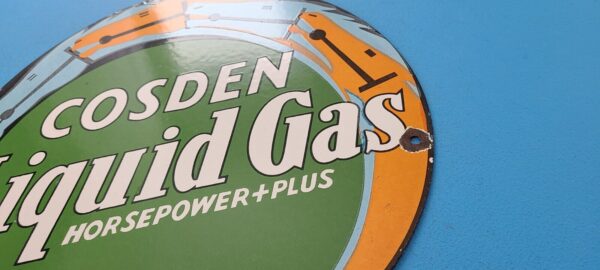 VINTAGE COSDEN GASOLINE PORCELAIN LIQUID GAS OIL SERVICE STATION PUMP PLATE SIGN