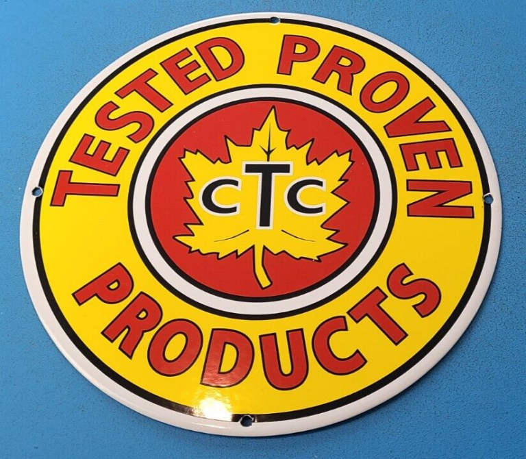 VINTAGE CTC TESTED GASOLINE PORCELAIN GAS MOTOR OIL SERVICE STATION PUMP SIGN 306060079102