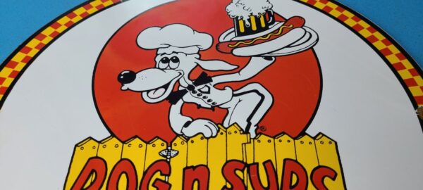 VINTAGE DOG N SUDS PORCELAIN SODA BEVERAGE ROOT BEER MUG GAS PUMP PLATE SIGN 305762958482 2