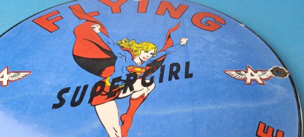 VINTAGE FLYING A GASOLINE PORCELAIN PREMIUM GAS SERVICE SUPERGIRL AVIATION SIGN 305561090632 11