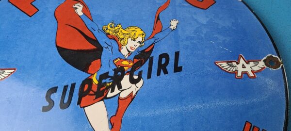 VINTAGE FLYING A GASOLINE PORCELAIN PREMIUM GAS SERVICE SUPERGIRL AVIATION SIGN 305561090632 2