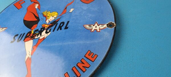 VINTAGE FLYING A GASOLINE PORCELAIN PREMIUM GAS SERVICE SUPERGIRL AVIATION SIGN 305561090632 8