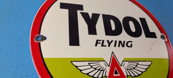 VINTAGE FLYING A GASOLINE PORCELAIN TYDOL SERVICE STATION AIRPLANE SIGN 305151737772 5