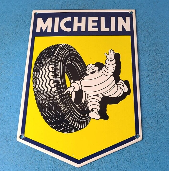 VINTAGE MICHELIN TIRES BIBENDUM MAN PORCELAIN GASOLINE SALES AUTO PUMP SIGN 306079959992