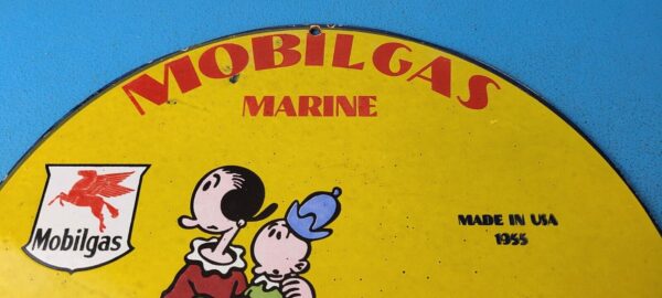 VINTAGE MOBIL GASOLINE PORCELAIN GAS OIL MARINE SERVICE POPEYE PEGASUS SIGN 305151733822 13