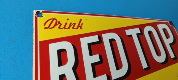 VINTAGE RED TOP BEER PORCELAIN DRINK ALE BREWERY SERVICE GENERAL STORE SIGN 305775374582 4