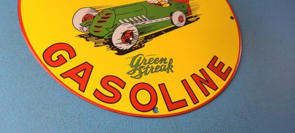 VINTAGE SHELL GASOLINE PORCELAIN GREEN STREAK SERVICE STATION PUMP PLATE SIGN 305789118272 6