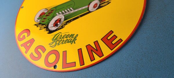 VINTAGE SHELL GASOLINE PORCELAIN GREEN STREAK SERVICE STATION PUMP PLATE SIGN 305789118272 9