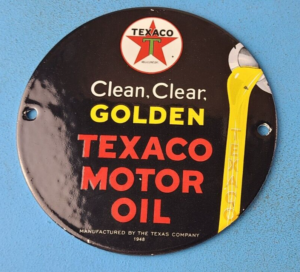 VINTAGE TEXACO GASOLINE PORCELAIN 6 GOLDEN GAS MOTOR SERVICE STATION PUMP SIGN 305858832882