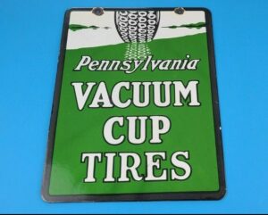 VINTAGE VACUUM TIRES PORCELAIN GAS MOTOR OIL AUTOMOBILE 12 SERVICE STATION SIGN 306058563152