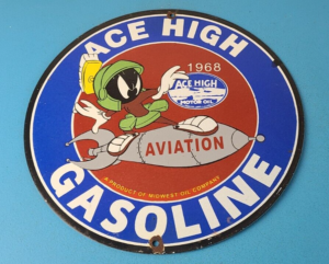 Vintage Ace High Gas Sign Gasoline Service Station Pump Porcelain Sign 305895514052