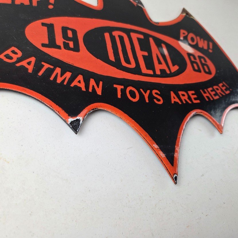 Vintage Batman Toys Sign - Batman Robin Ideal 1966 Comic Porcelain Gas Pump Sign - Image 11