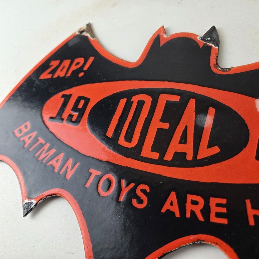 Vintage Batman Toys Sign - Batman Robin Ideal 1966 Comic Porcelain Gas Pump Sign - Image 12