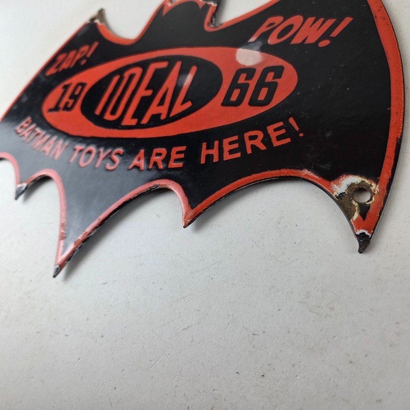 Vintage Batman Toys Sign - Batman Robin Ideal 1966 Comic Porcelain Gas Pump Sign - Image 14