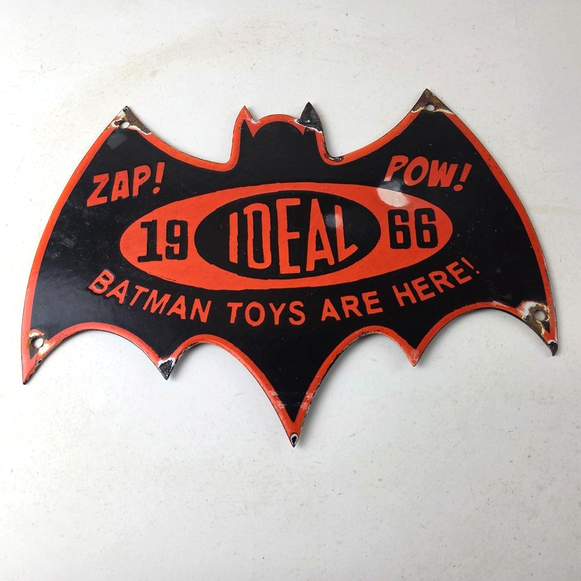 Vintage Batman Toys Sign - Batman Robin Ideal 1966 Comic Porcelain Gas Pump Sign - Image 15