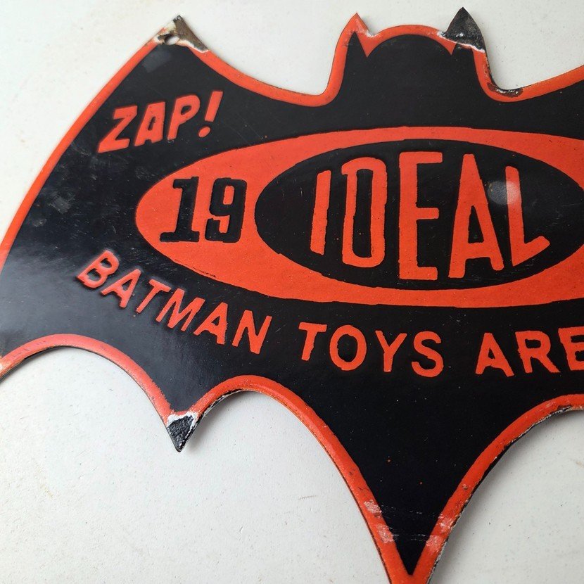 Vintage Batman Toys Sign - Batman Robin Ideal 1966 Comic Porcelain Gas Pump Sign - Image 3
