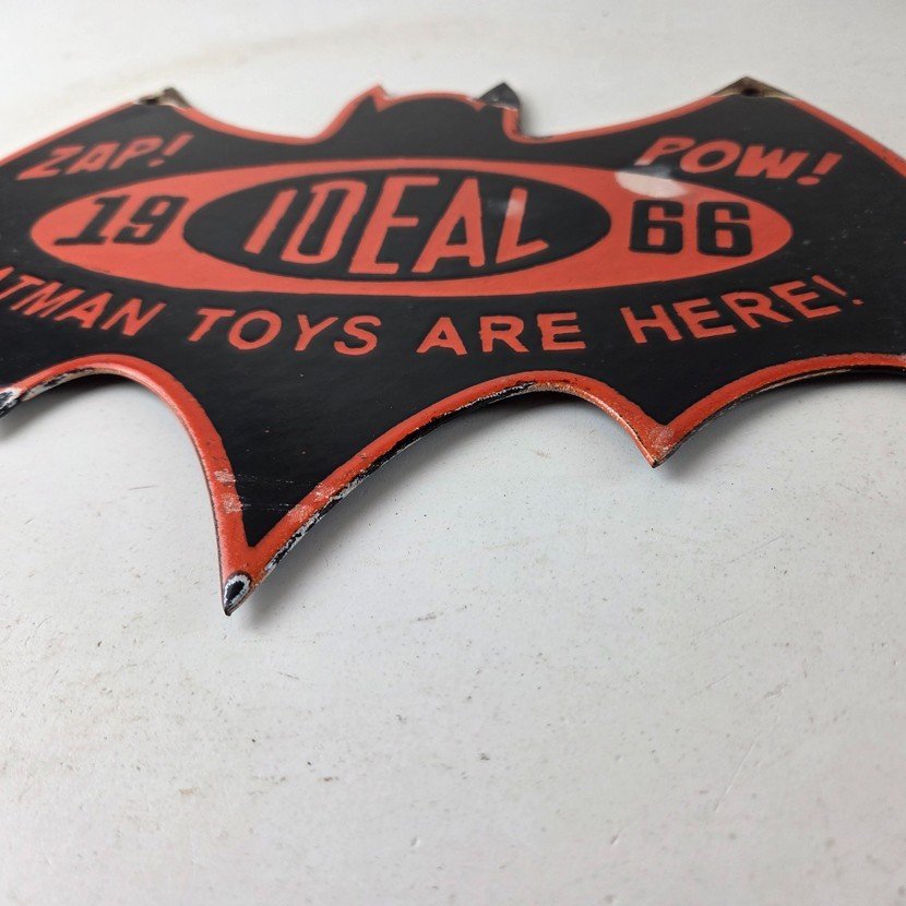 Vintage Batman Toys Sign - Batman Robin Ideal 1966 Comic Porcelain Gas Pump Sign - Image 10