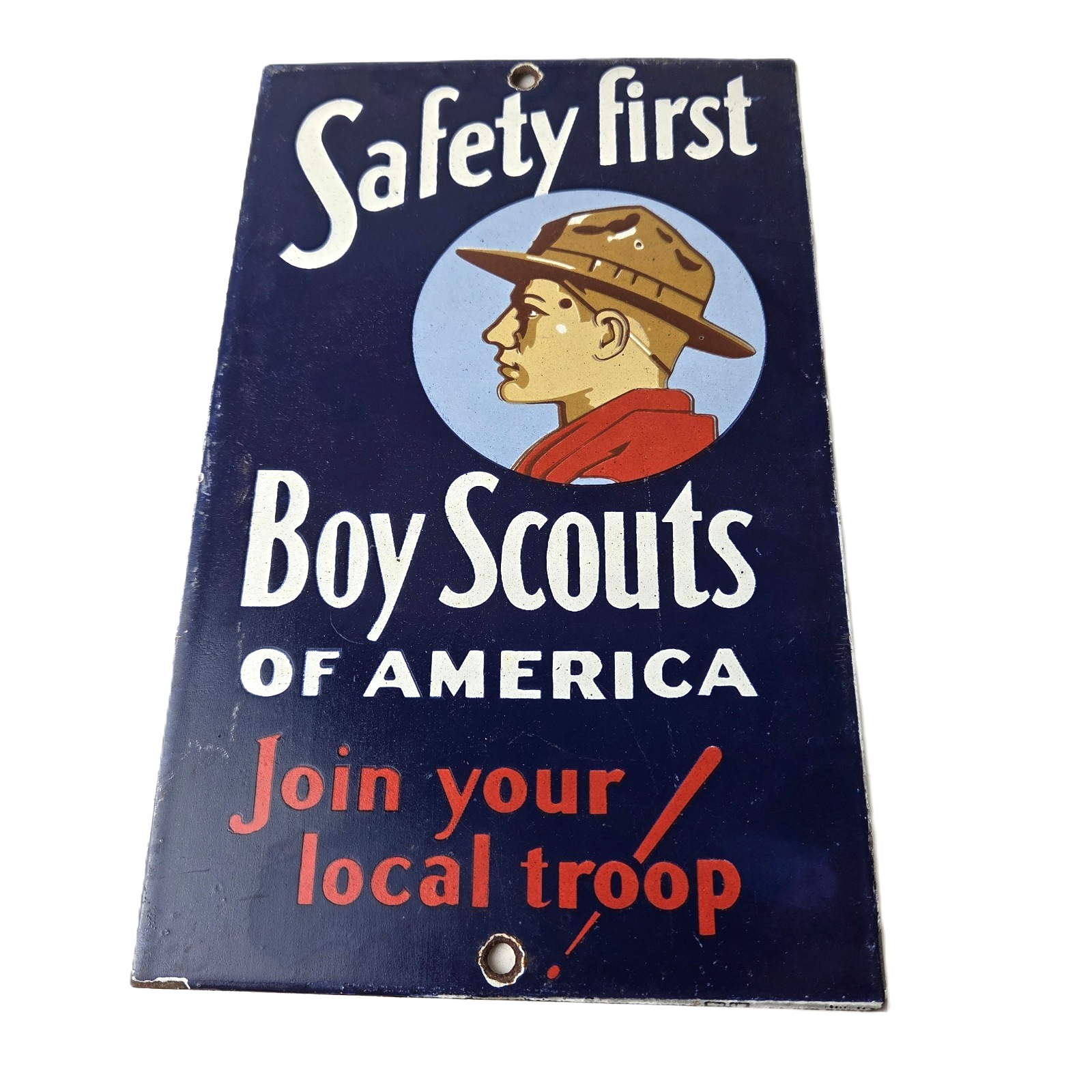 Vintage Boy Scouts Sign - America Local Troop Gas Pump Motor Oil Porcelain Sign