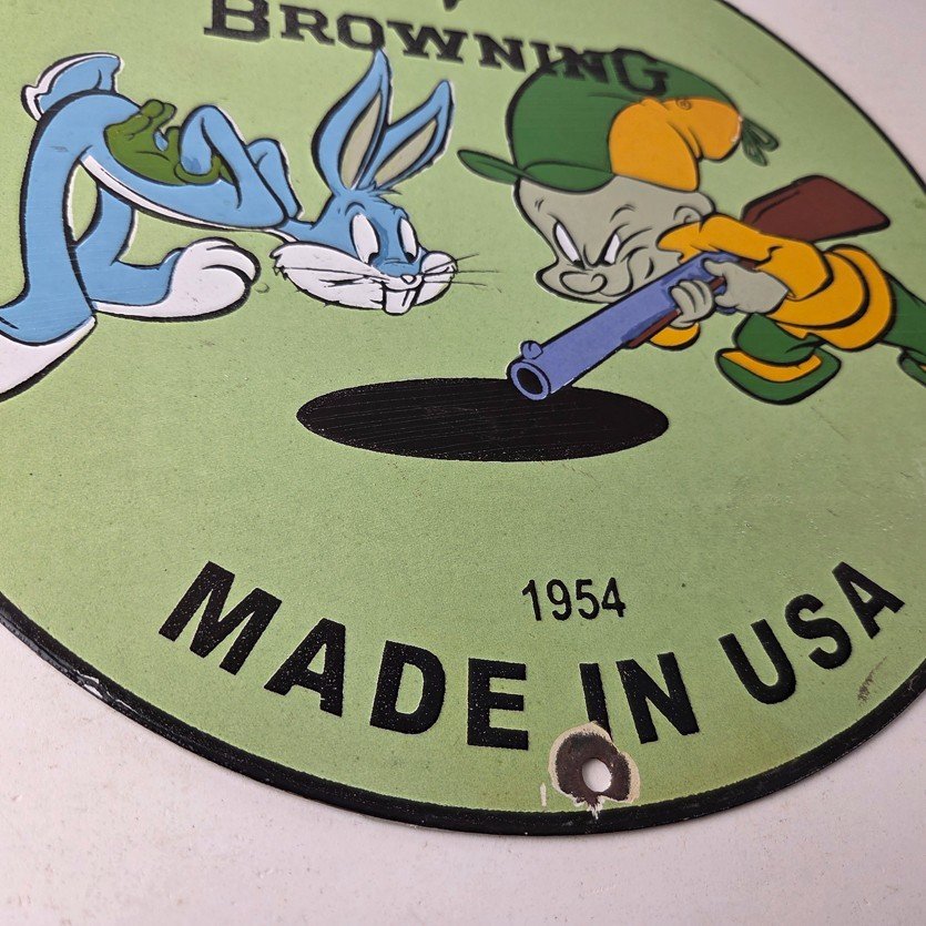 Vintage Browning Firearms Porcelain Sign - Rifles Shotguns Ammo Gas Ad Pump Sign - Image 11