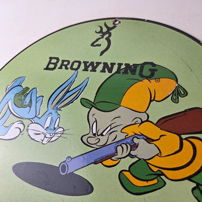 Vintage Browning Firearms Porcelain Sign - Rifles Shotguns Ammo Gas Ad Pump Sign - Image 12